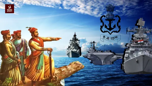 Shivaji Maharaj Pointing to the Importance of the Sea